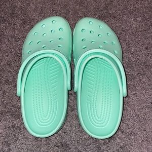Mint green crocs!